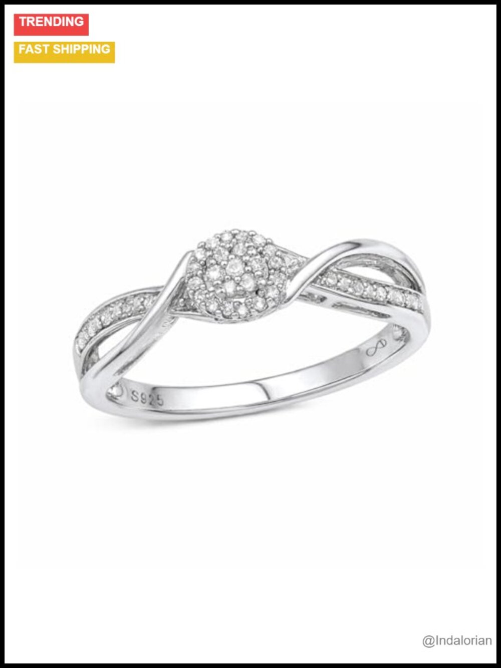 925 Sterling Silver Diamond Halo Promise Ring Engagement Gift for Her